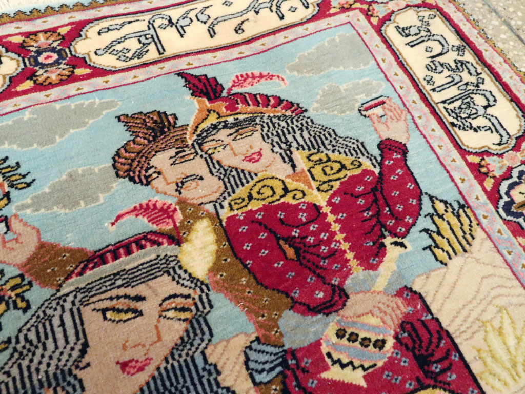 Vintage Persian Tabriz Pictorial Rug (Pair: 1 of 2), No.11842 - Staging