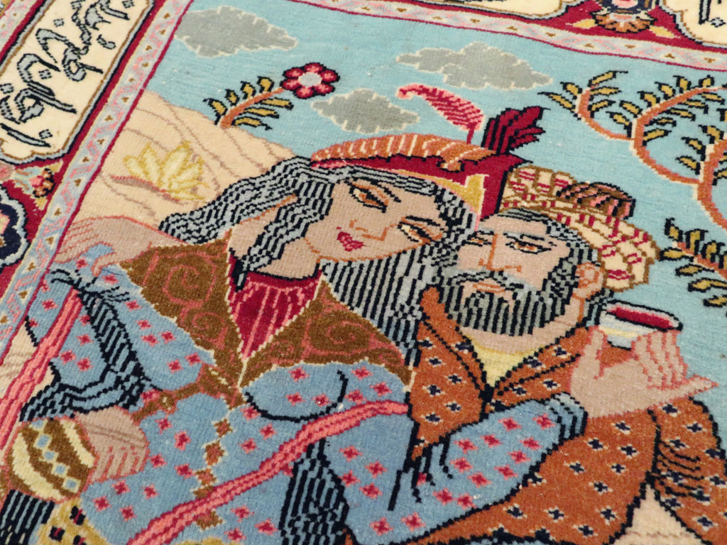 Vintage Persian Tabriz Pictorial Rug (Pair: 1 of 2), No.11842 - Staging