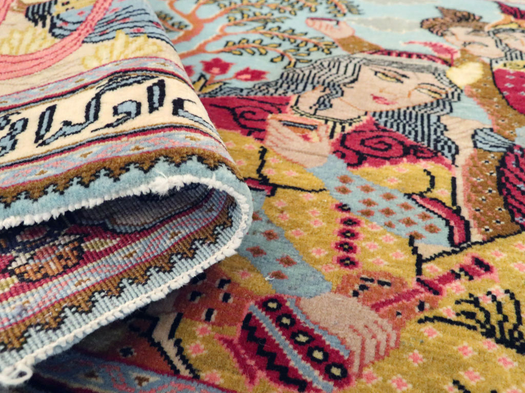 Vintage Persian Tabriz Pictorial Rug (Pair: 1 of 2), No.11842 - Staging