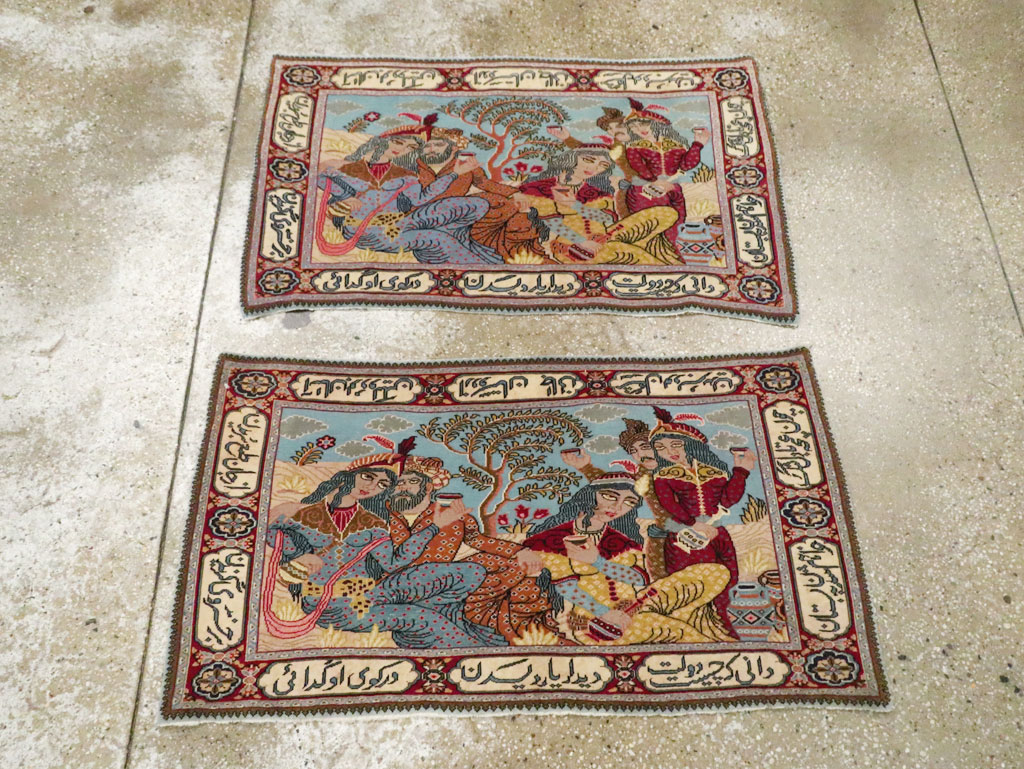 Vintage Persian Tabriz Pictorial Rug (Pair: 1 of 2), No.11842 - Staging