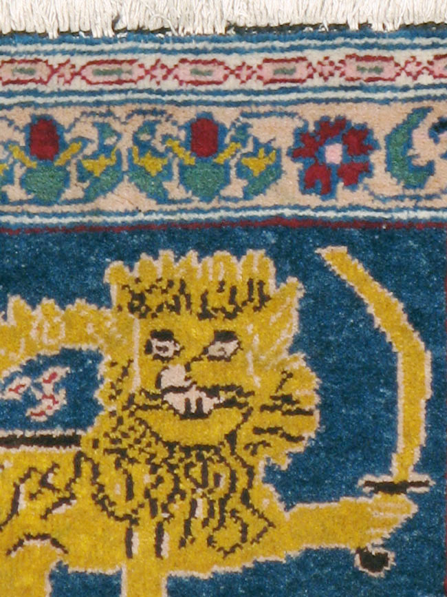 Vintage Persian Hamadan Pictorial Rug, No.11843 - Staging