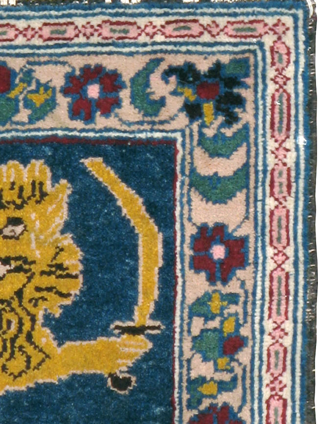 Vintage Persian Hamadan Pictorial Rug, No.11843 - Staging