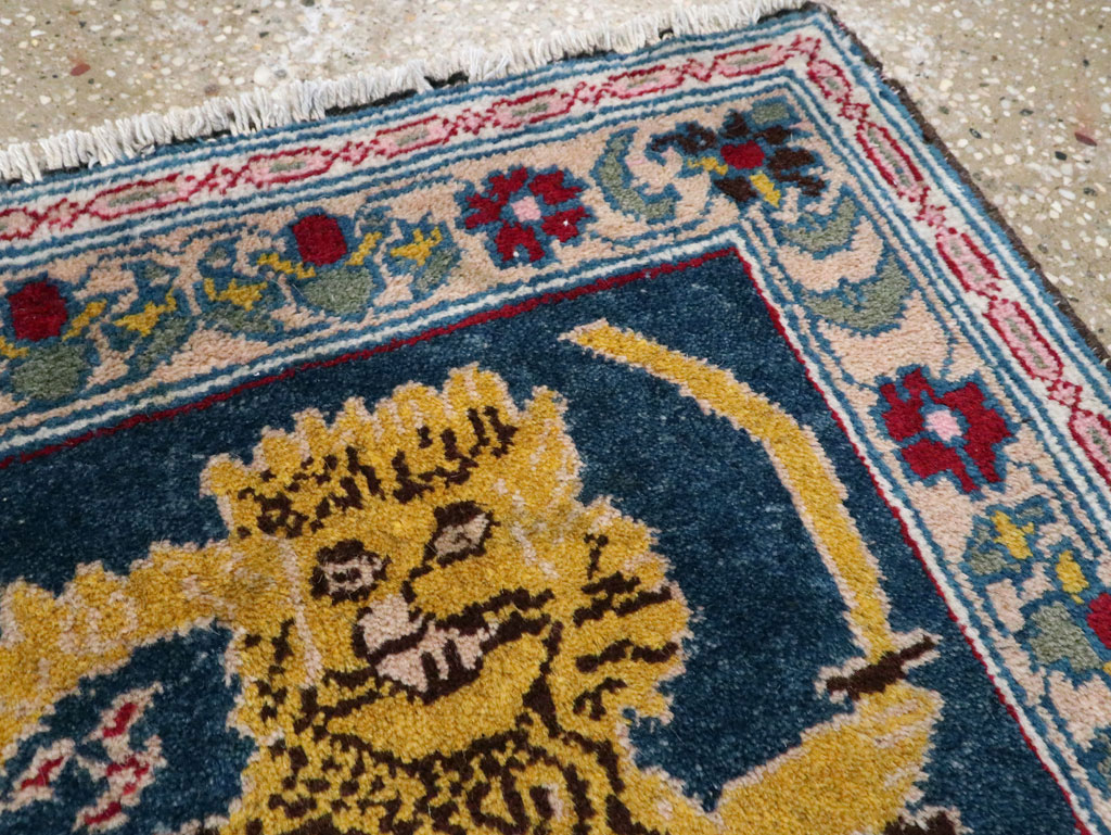 Vintage Persian Hamadan Pictorial Rug, No.11843 - Staging