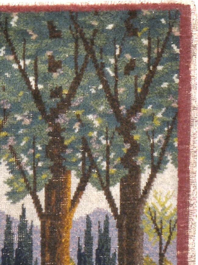 Vintage Persian Tabriz Pictorial Rug, No.11844 - Staging