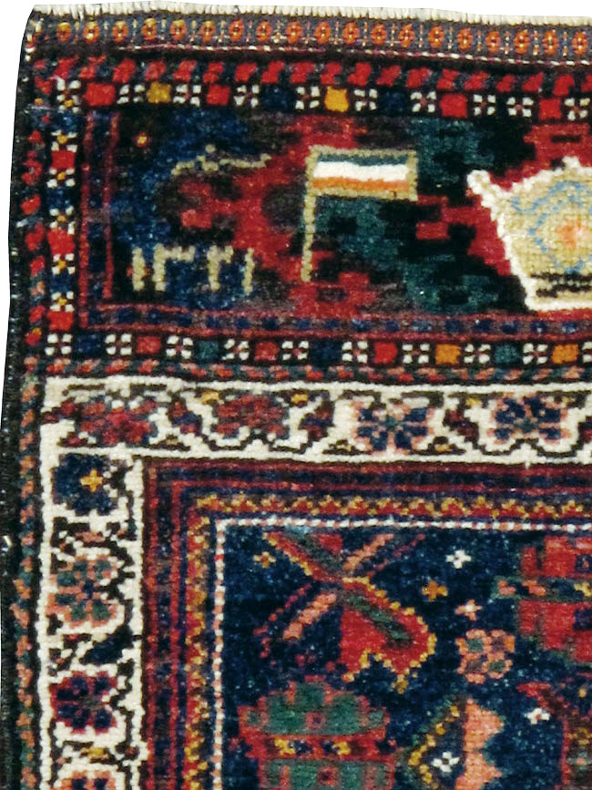 Antique Persian Pictorial Bag Face Rug, No.11845 - Staging