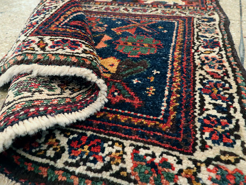 Antique Persian Pictorial Bag Face Rug, No.11845 - Staging