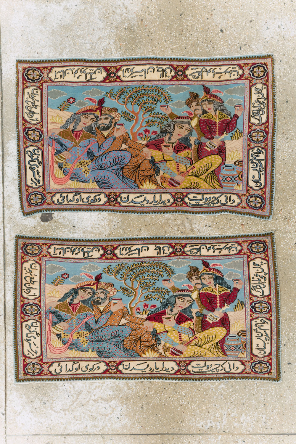 Vintage Persian Tabriz Pictorial Rug (Pair: 2 of 2), No.11846 - Staging