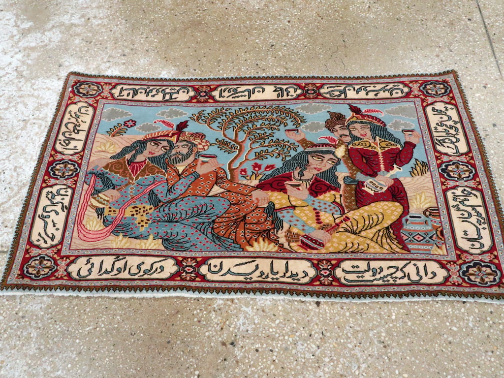 Vintage Persian Tabriz Pictorial Rug (Pair: 2 of 2), No.11846 - Staging