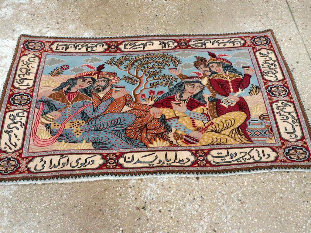 Vintage Persian Tabriz Pictorial Rug (Pair: 2 of 2), No.11846 - Staging