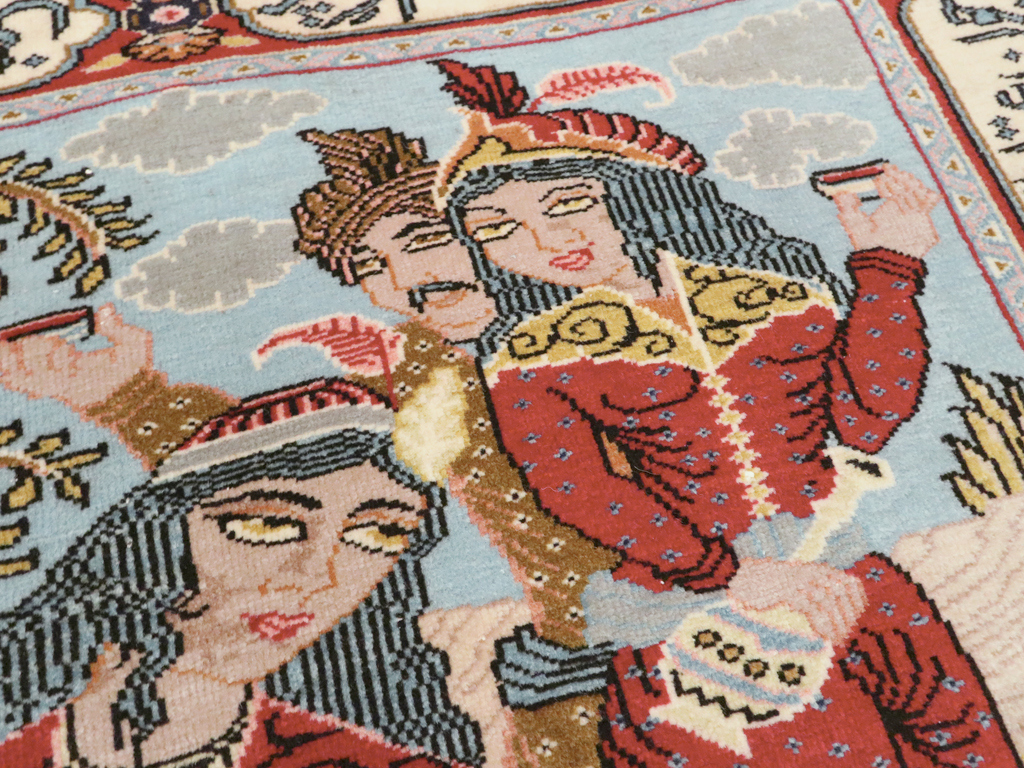 Vintage Persian Tabriz Pictorial Rug (Pair: 2 of 2), No.11846 - Staging