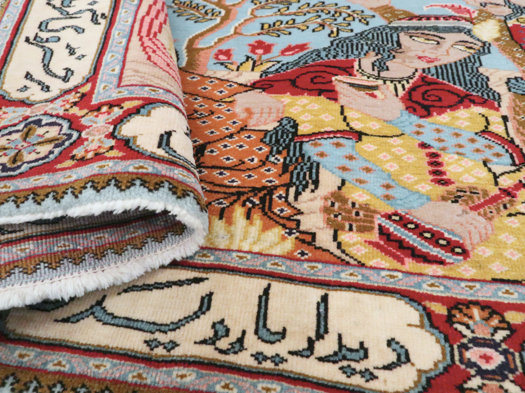 Vintage Persian Tabriz Pictorial Rug (Pair: 2 of 2), No.11846 - Staging