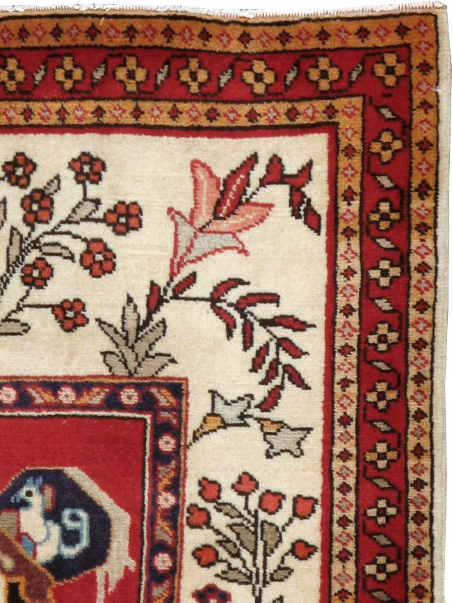 Vintage Persian Tabriz Pictorial Rug (Pair: 1 of 2), No.11849 - Staging