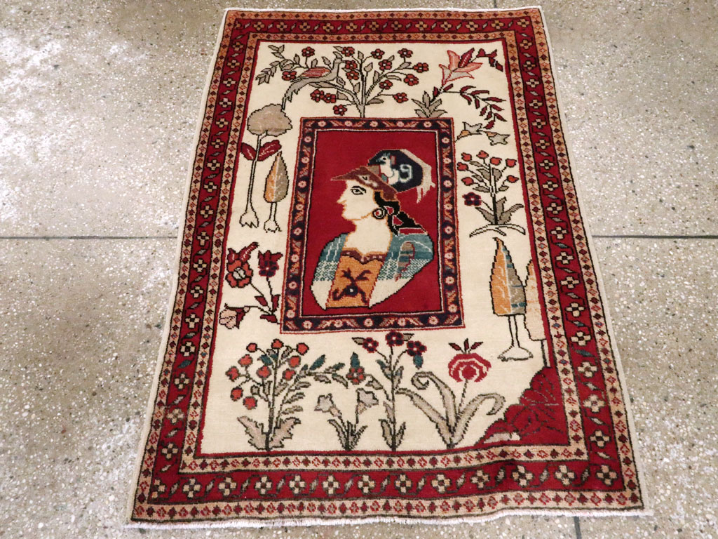 Vintage Persian Tabriz Pictorial Rug (Pair: 1 of 2), No.11849 - Staging