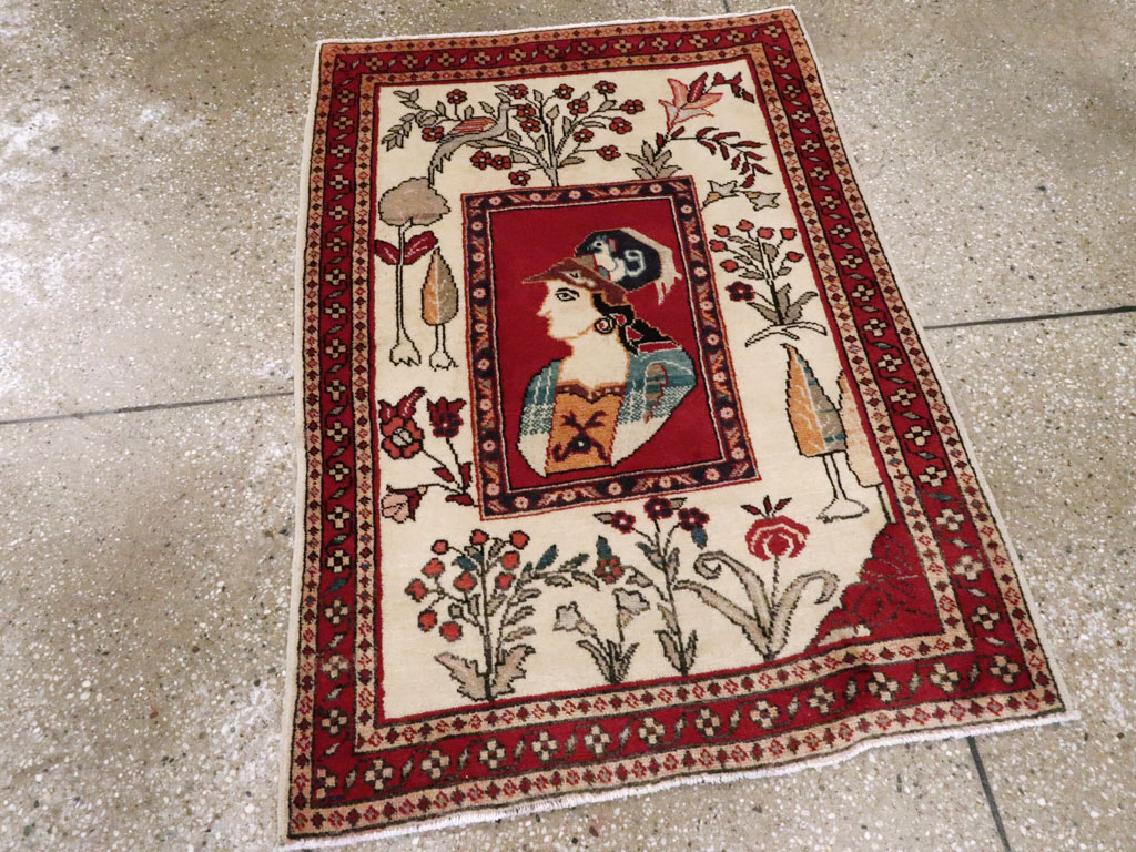 Vintage Persian Tabriz Pictorial Rug (Pair: 1 of 2), No.11849 - Staging