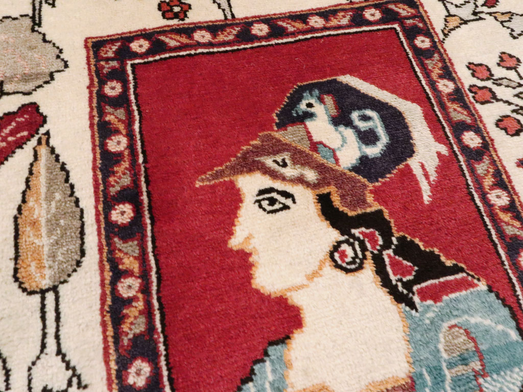 Vintage Persian Tabriz Pictorial Rug (Pair: 1 of 2), No.11849 - Staging