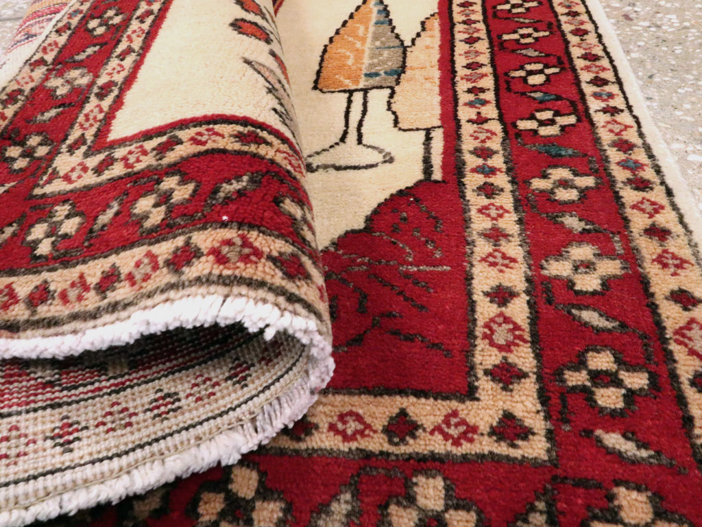 Vintage Persian Tabriz Pictorial Rug (Pair: 1 of 2), No.11849 - Staging