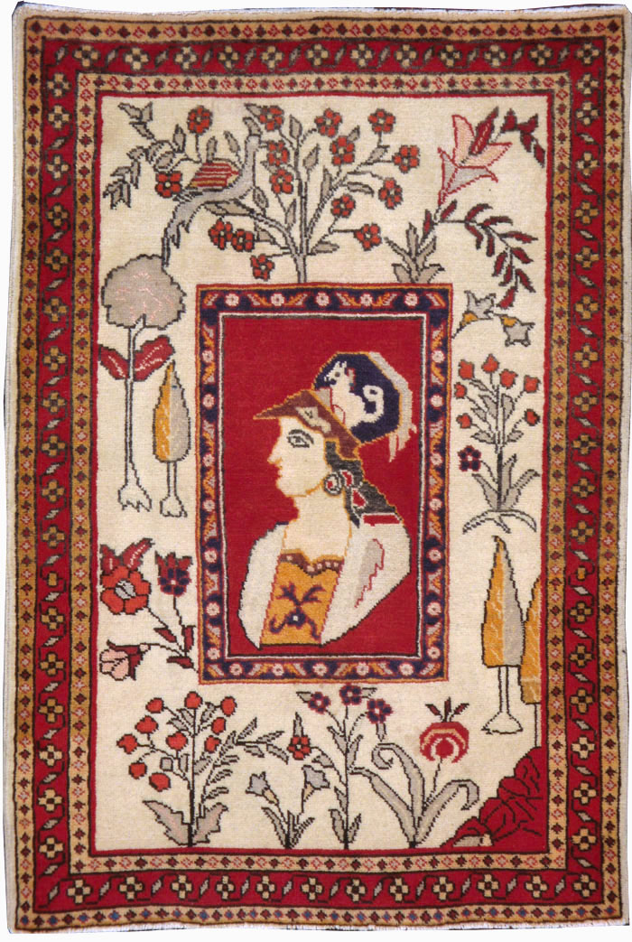Vintage Persian Tabriz Pictorial Rug (Pair: 2 of 2), No.11850 - Staging