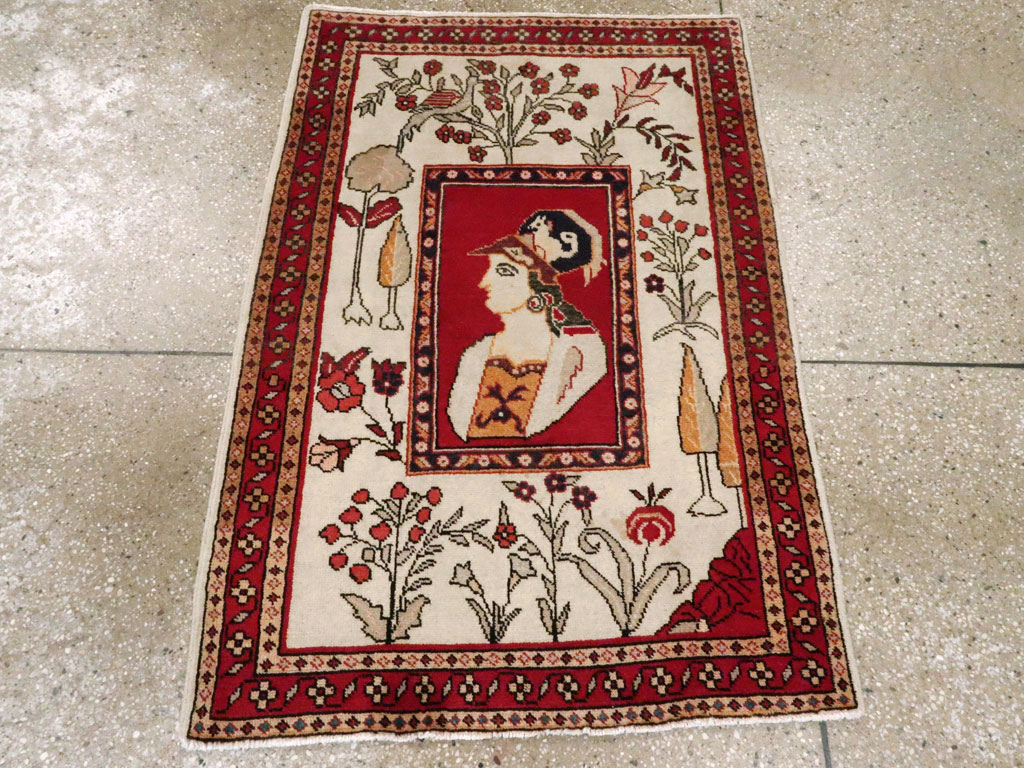 Vintage Persian Tabriz Pictorial Rug (Pair: 2 of 2), No.11850 - Staging