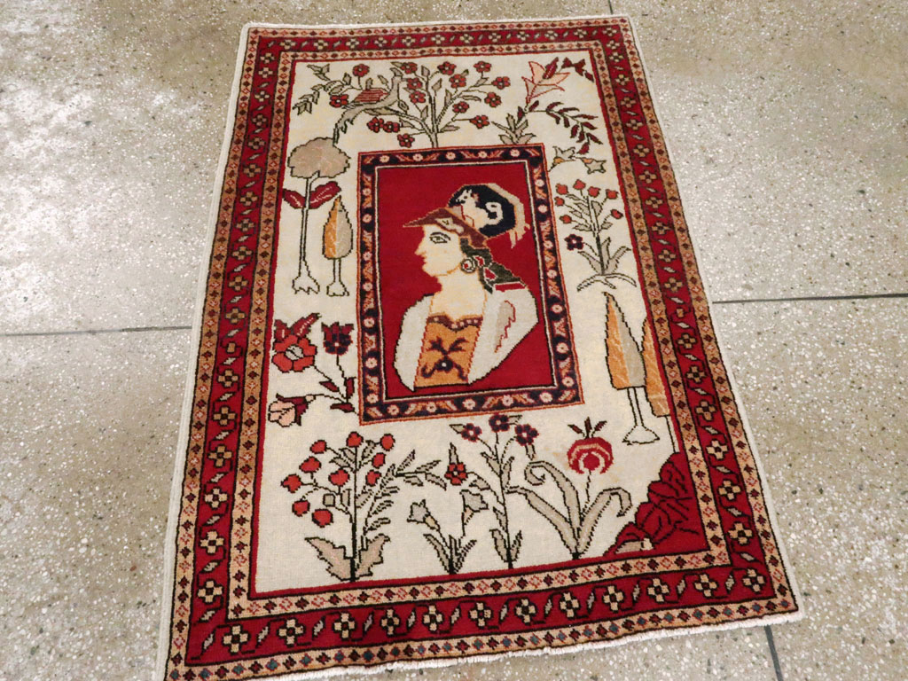 Vintage Persian Tabriz Pictorial Rug (Pair: 2 of 2), No.11850 - Staging