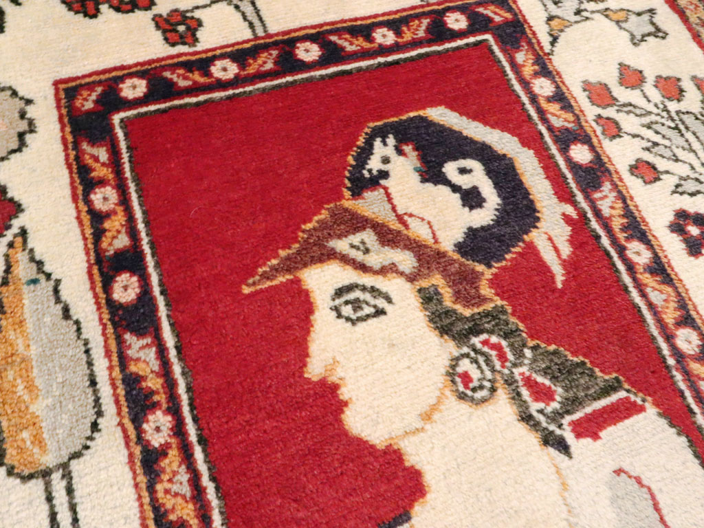 Vintage Persian Tabriz Pictorial Rug (Pair: 2 of 2), No.11850 - Staging