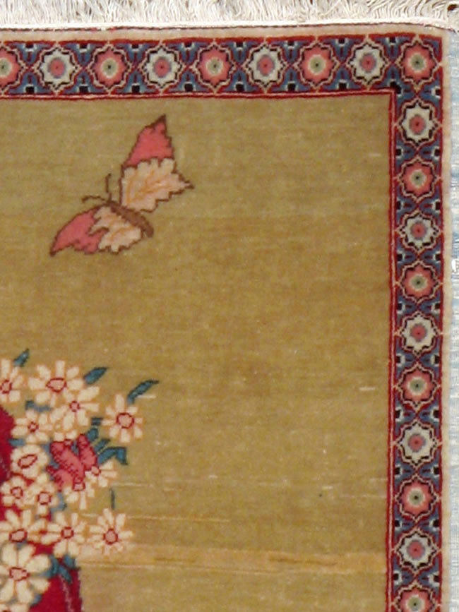 Vintage Persian Kashan Pictorial Rug, No.11852 - Staging