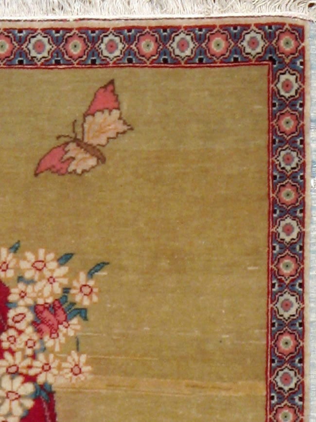 Vintage Persian Kashan Pictorial Rug, No.11852 - Staging