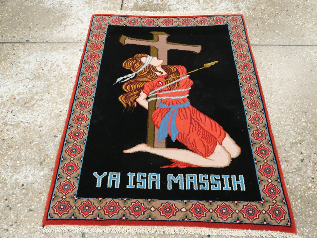 Vintage Persian Tabriz Pictorial Rug (Pair: 1 of 2), No.11853 - Staging