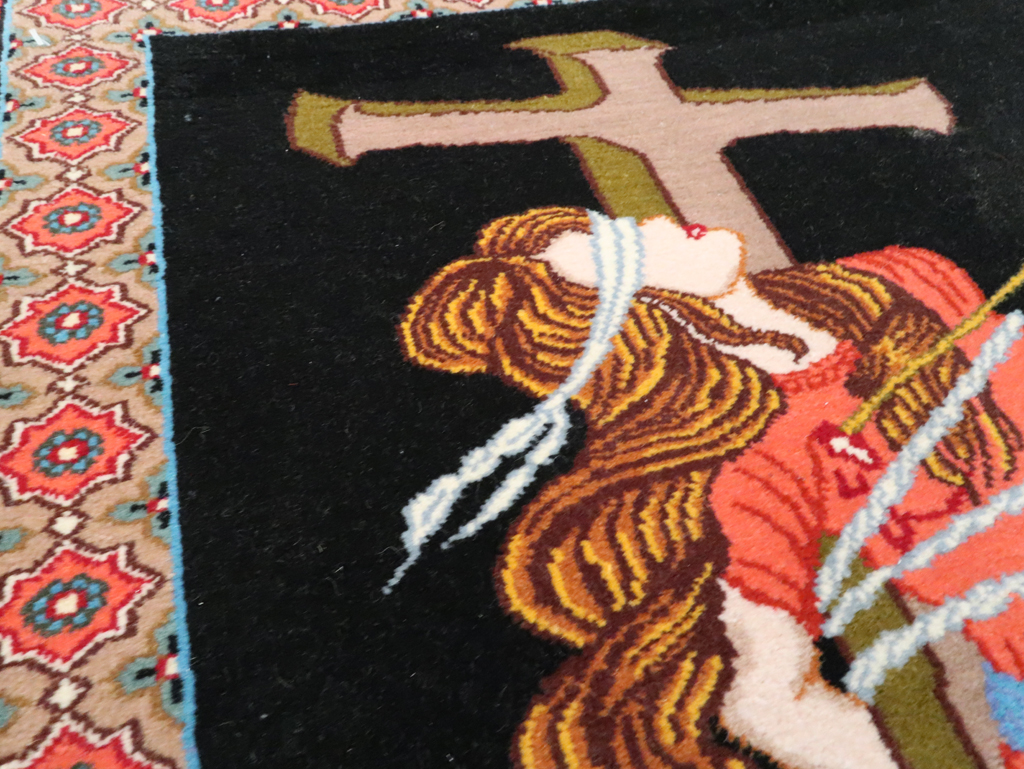 Vintage Persian Tabriz Pictorial Rug (Pair: 1 of 2), No.11853 - Staging