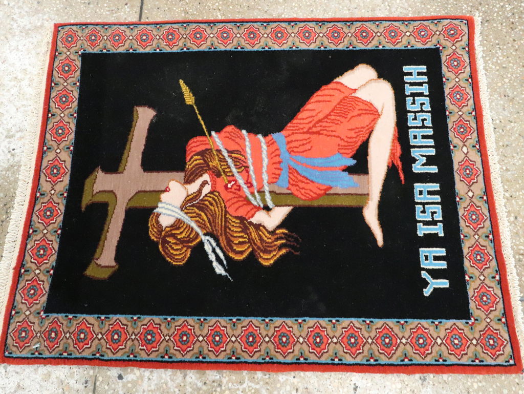 Vintage Persian Tabriz Pictorial Rug (Pair: 1 of 2), No.11853 - Staging