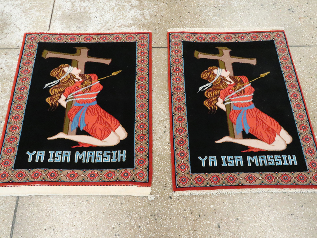 Vintage Persian Tabriz Pictorial Rug (Pair: 1 of 2), No.11853 - Staging