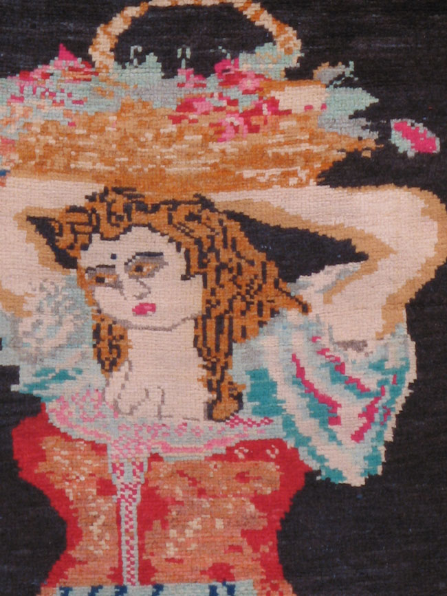 Vintage Caucasian Pictorial Rug, No.11854 - Staging