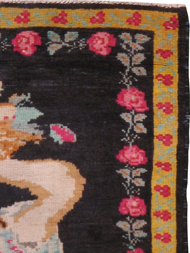 Vintage Caucasian Pictorial Rug, No.11854 - Staging