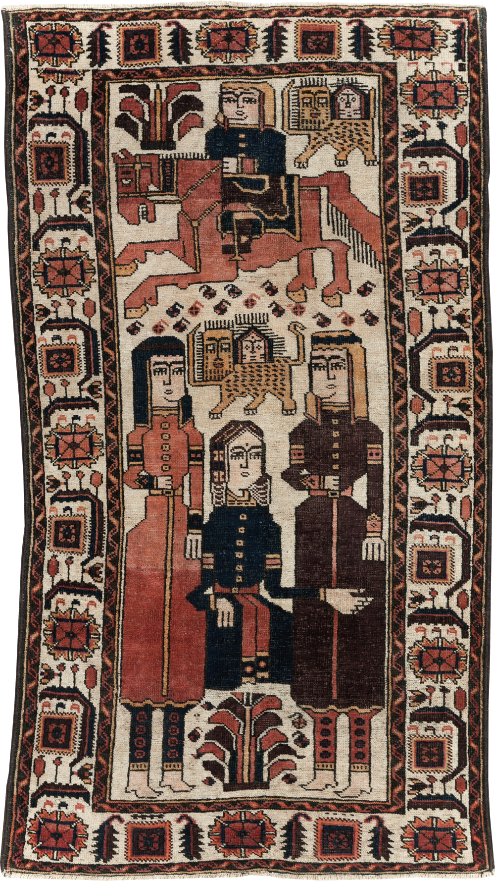 Vintage Persian Pictorial Bakhtiari Rug, No.11856 - Staging