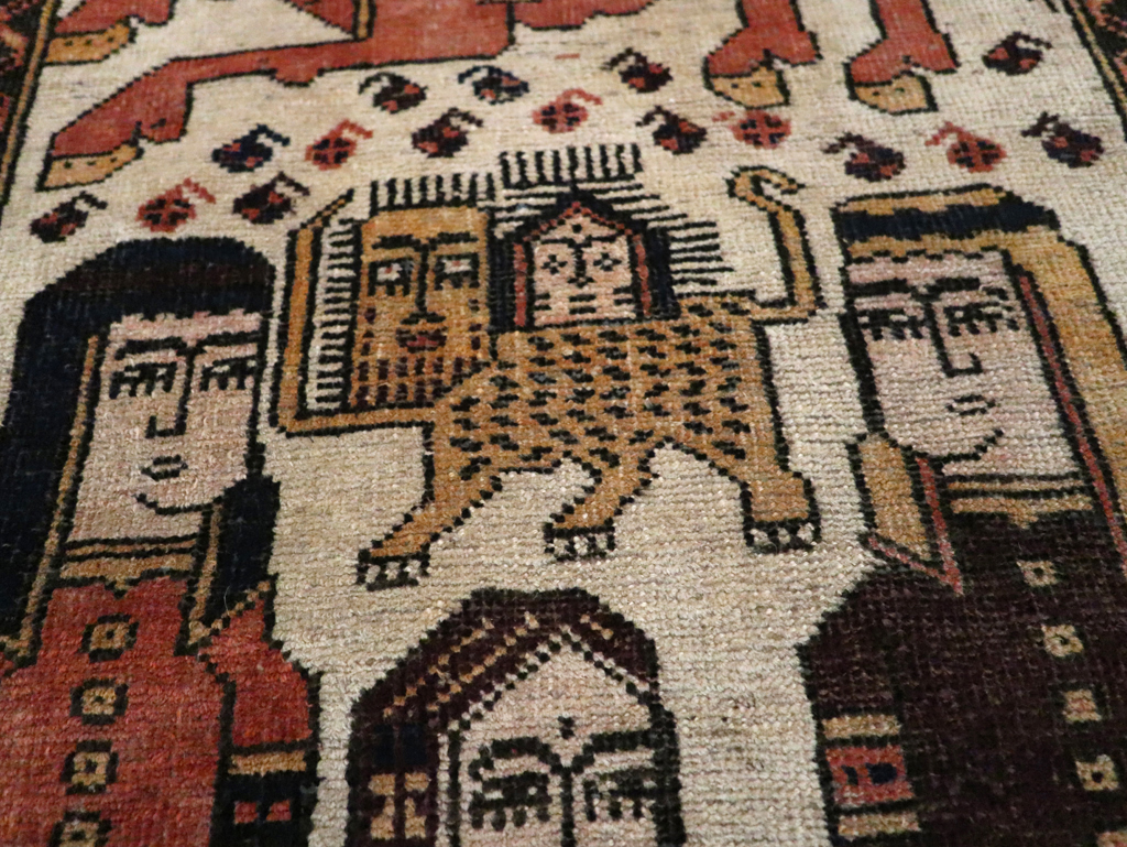 Vintage Persian Pictorial Bakhtiari Rug, No.11856 - Staging