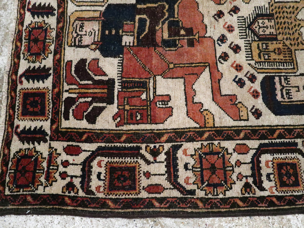 Vintage Persian Pictorial Bakhtiari Rug, No.11856 - Staging