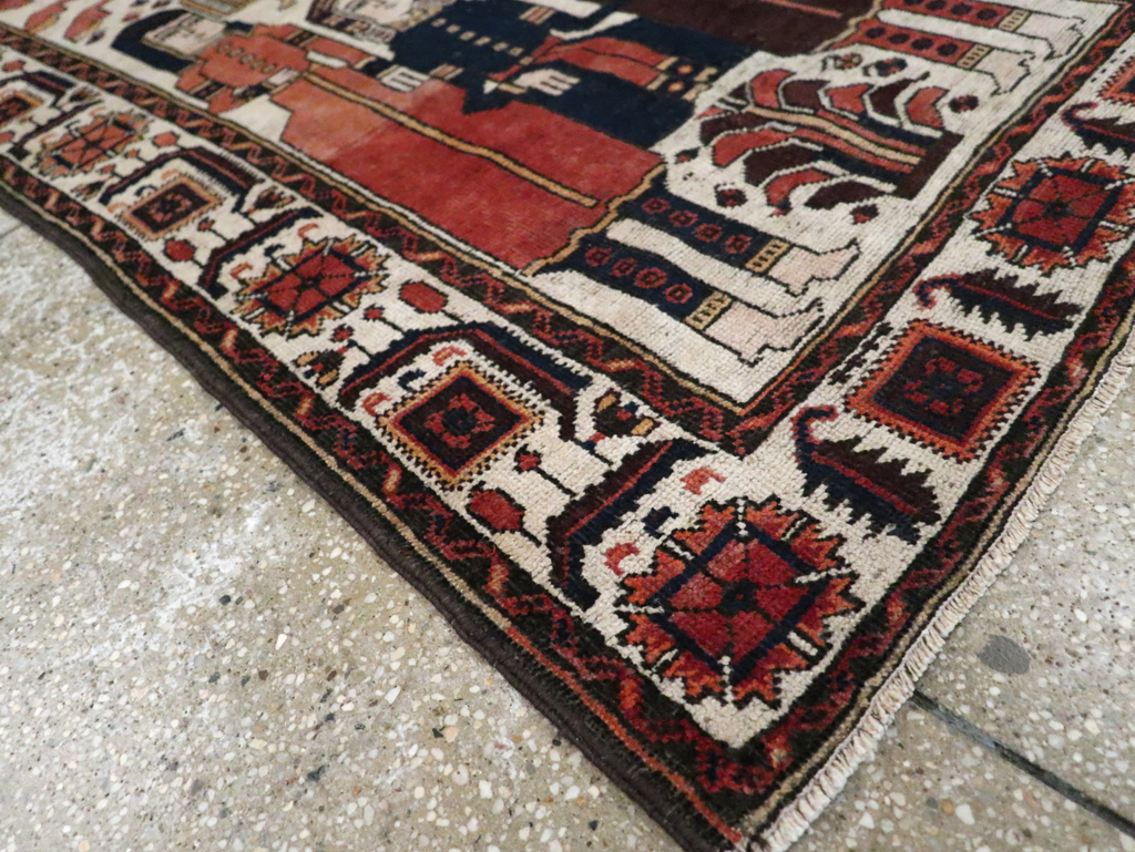 Vintage Persian Pictorial Bakhtiari Rug, No.11856 - Staging