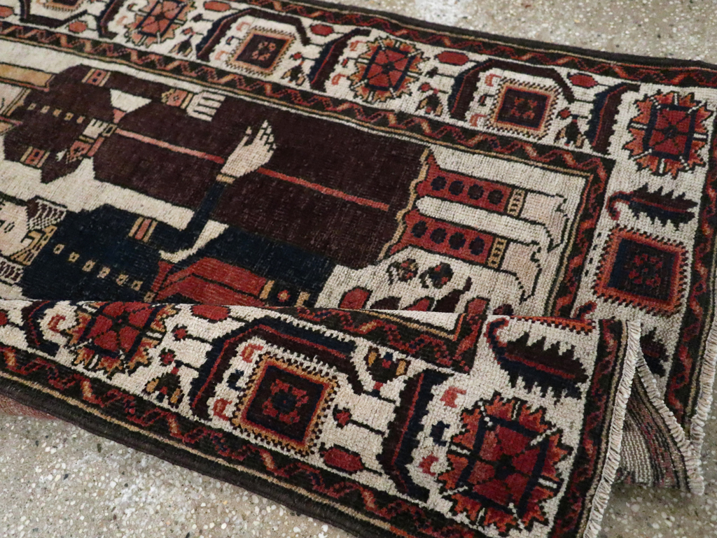 Vintage Persian Pictorial Bakhtiari Rug, No.11856 - Staging