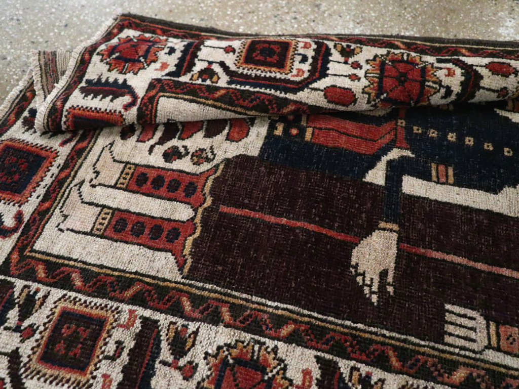 Vintage Persian Pictorial Bakhtiari Rug, No.11856 - Staging