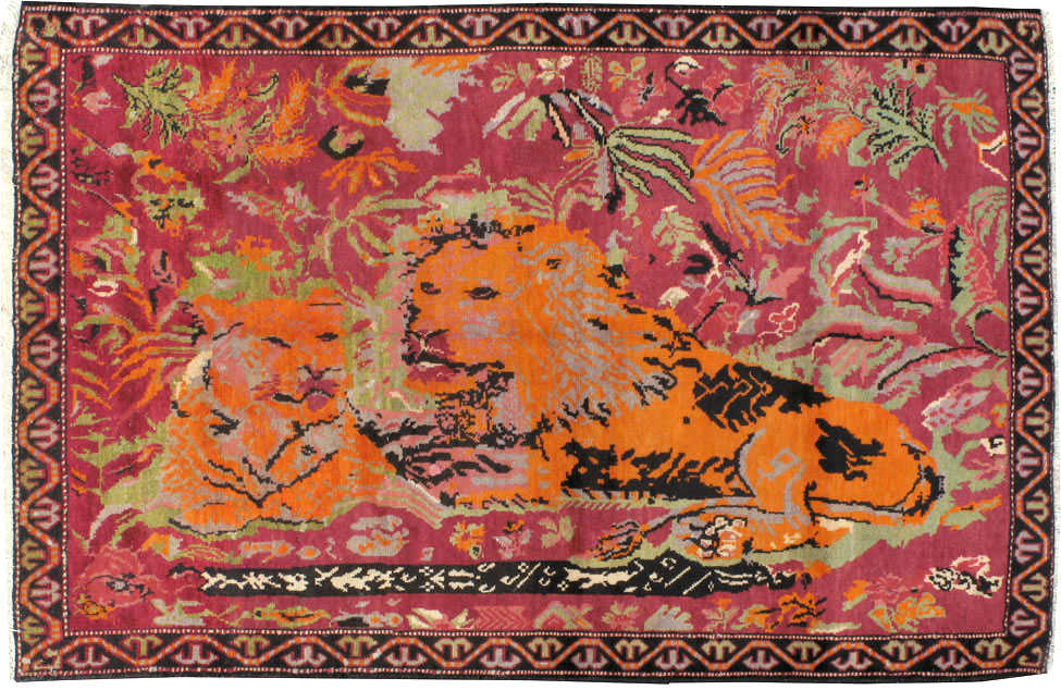 Antique Caucasian Karabagh Pictorial Rug, No.11857 - Staging