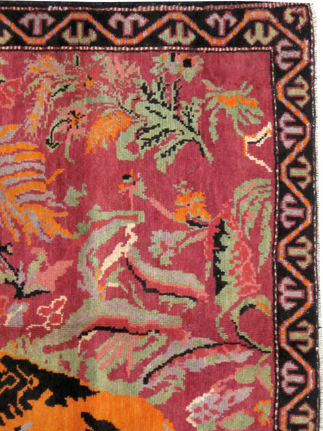 Antique Caucasian Karabagh Pictorial Rug, No.11857 - Staging