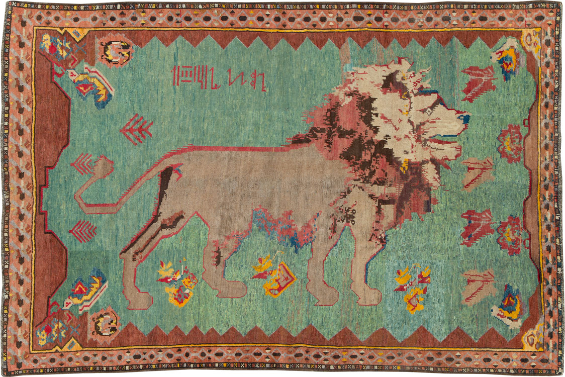 Antique Persian Gabbeh Pictorial Rug, No.11865 - Staging