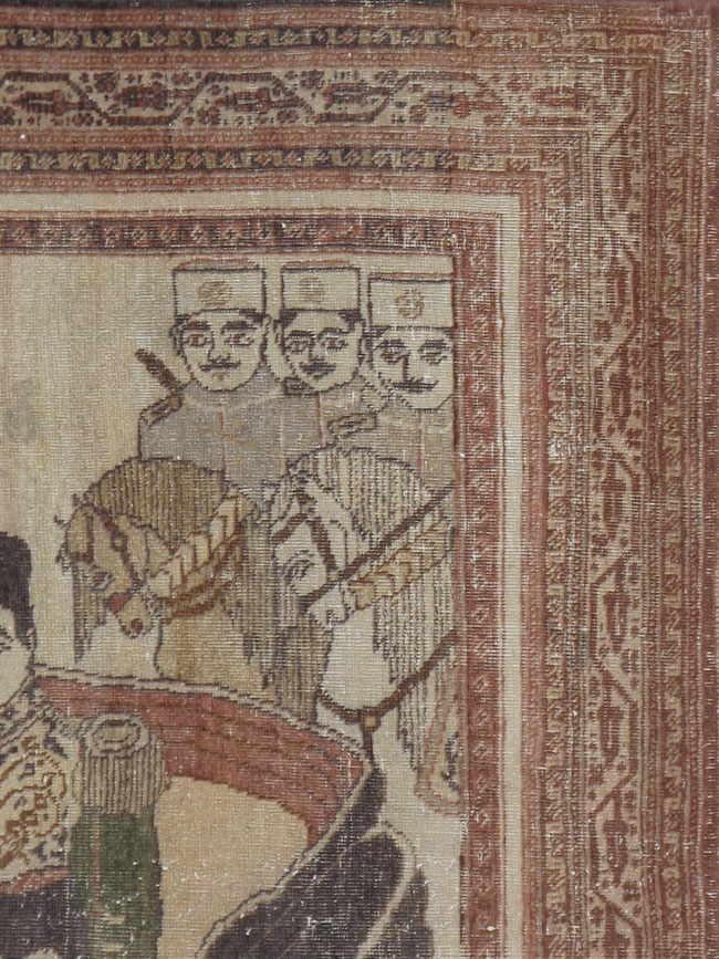 Antique Persian Tabriz Pictorial Rug, No.11873 - Staging