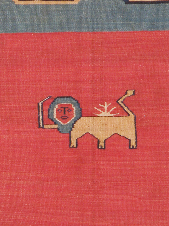 Antique Persian Flatweave Kilim Pictorial Rug, No.11875 - Staging