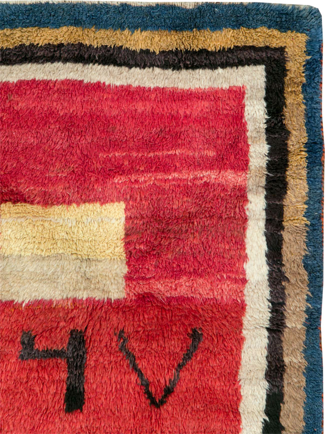 Vintage Persian Gabbeh Square Scatter Rug, No.11884 - Staging