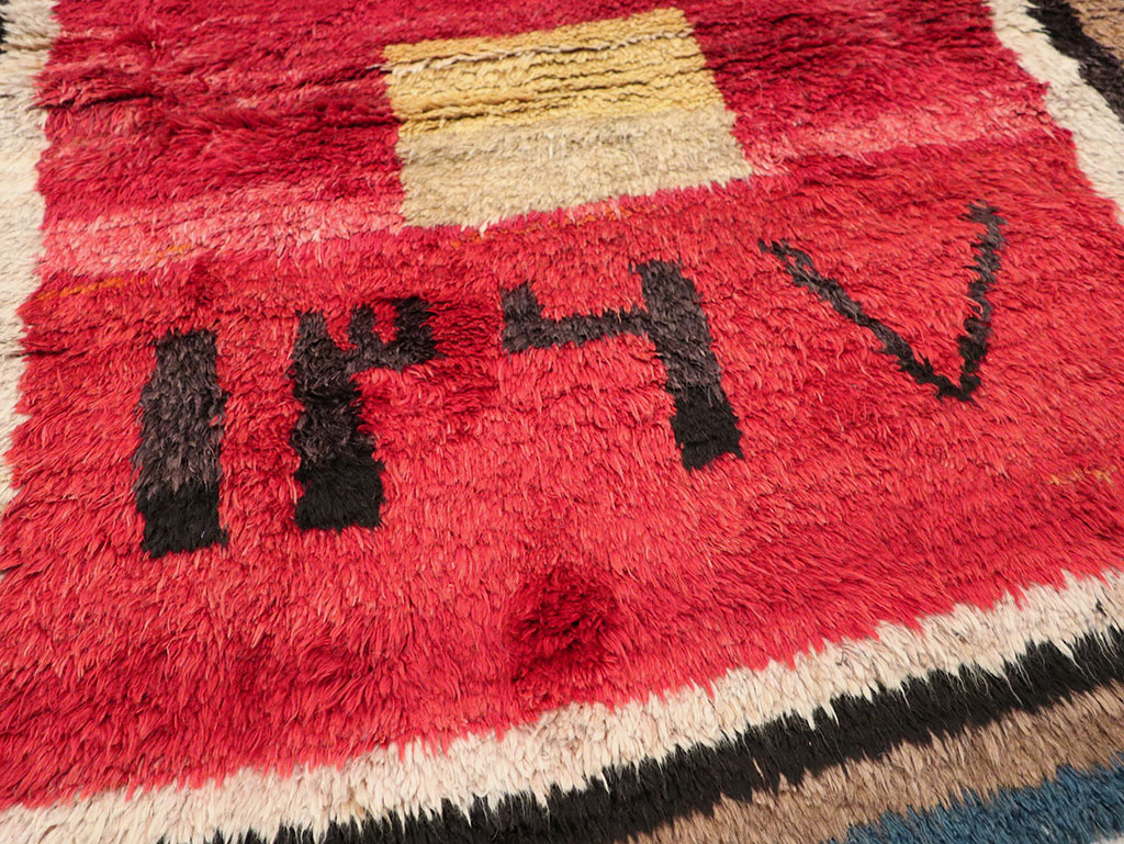 Vintage Persian Gabbeh Square Scatter Rug, No.11884 - Staging