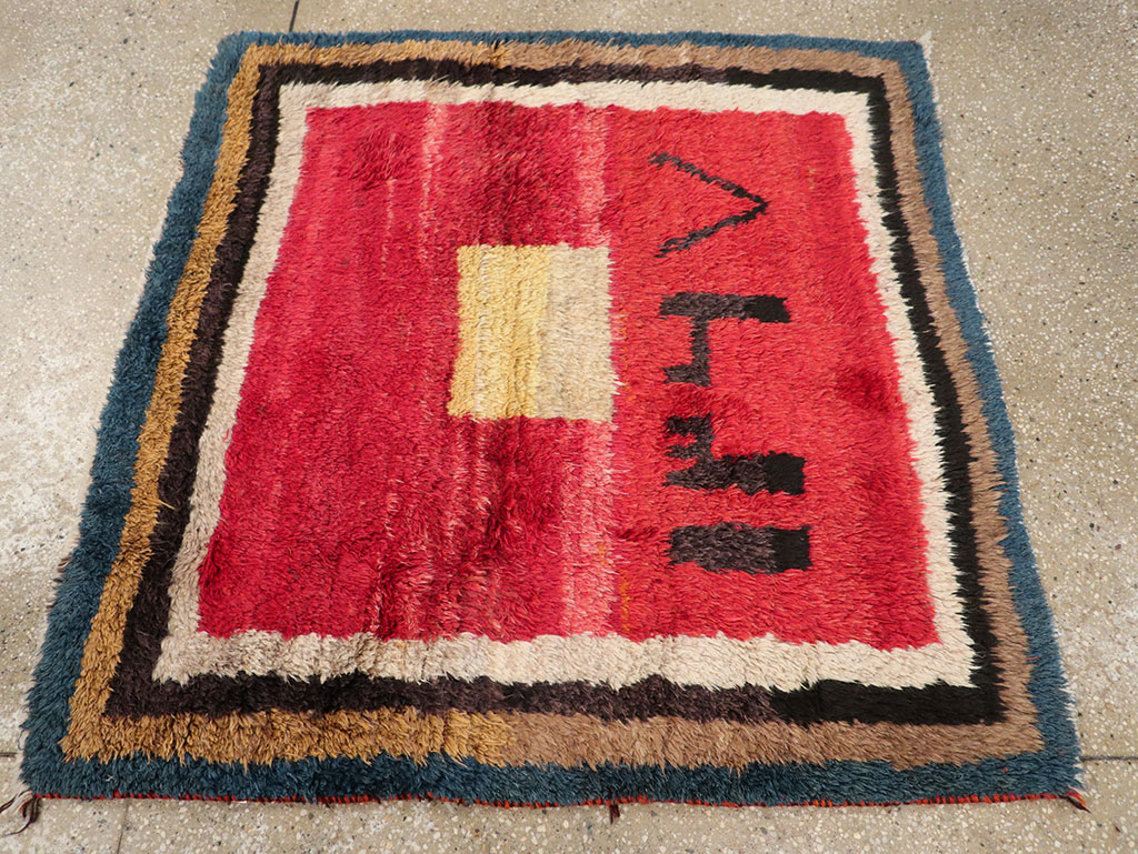 Vintage Persian Gabbeh Square Scatter Rug, No.11884 - Staging
