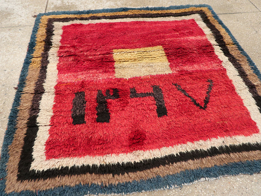 Vintage Persian Gabbeh Square Scatter Rug, No.11884 - Staging