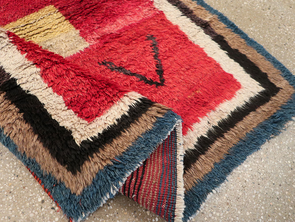 Vintage Persian Gabbeh Square Scatter Rug, No.11884 - Staging