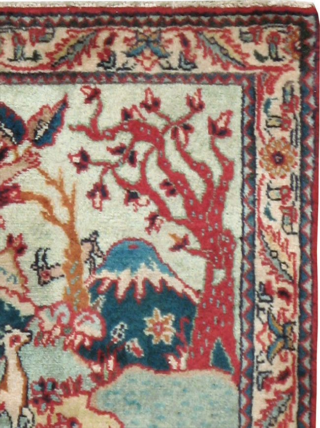 Vintage Persian Tabriz Pictorial Rug (Pair: 2 of 2), No.11915 - Staging