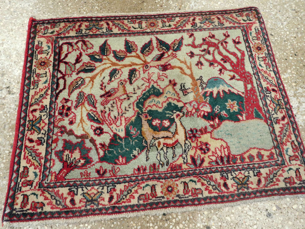 Vintage Persian Tabriz Pictorial Rug (Pair: 2 of 2), No.11915 - Staging